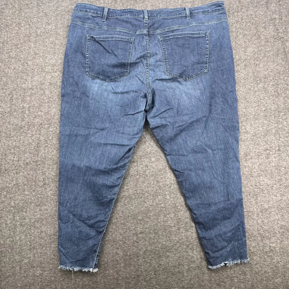 Lane Bryant Skinny Jeans Women 26R Blue Medium Wash Tulip Raw Hem Fringe Stretch
